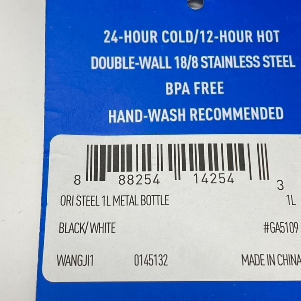 Adidas STEEL METAL BOTTLE 1L Trefoil Black White Tumbler - Picture 5 of 7